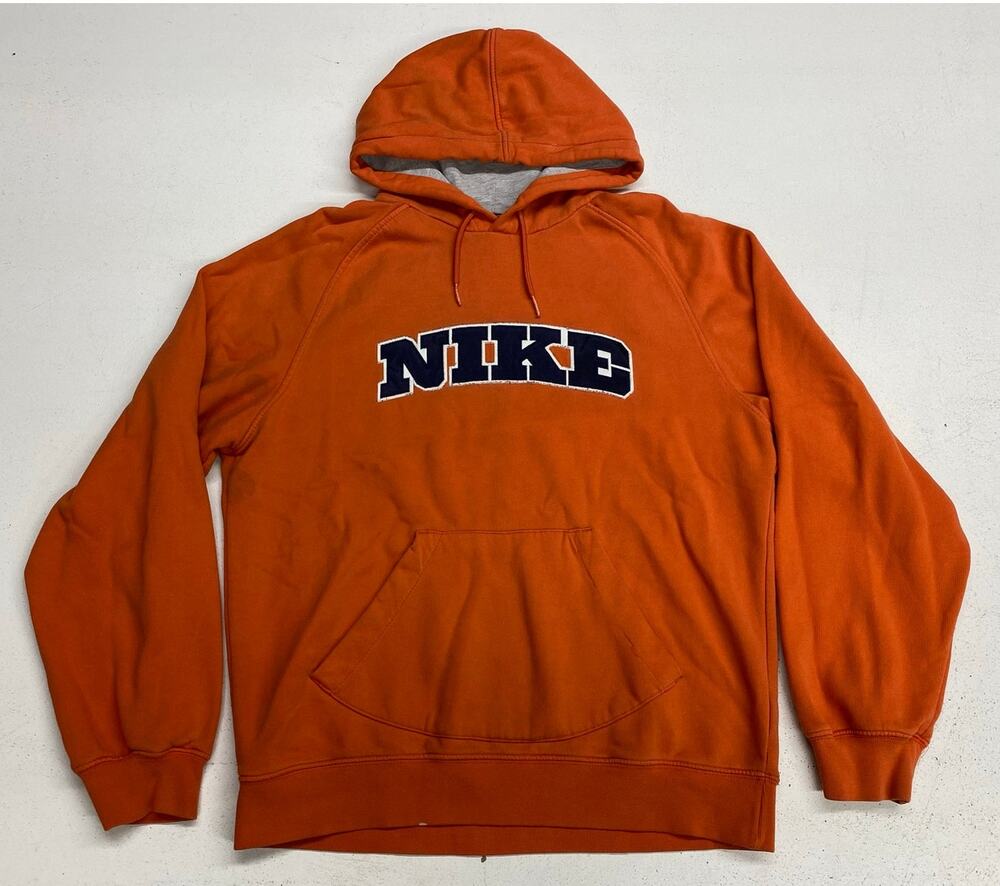 VTG Y2K Men Nike Silver Tag stitched spell-out graphic pullover hoodie, M